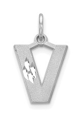 outstanding satin letter V white gold baby charm